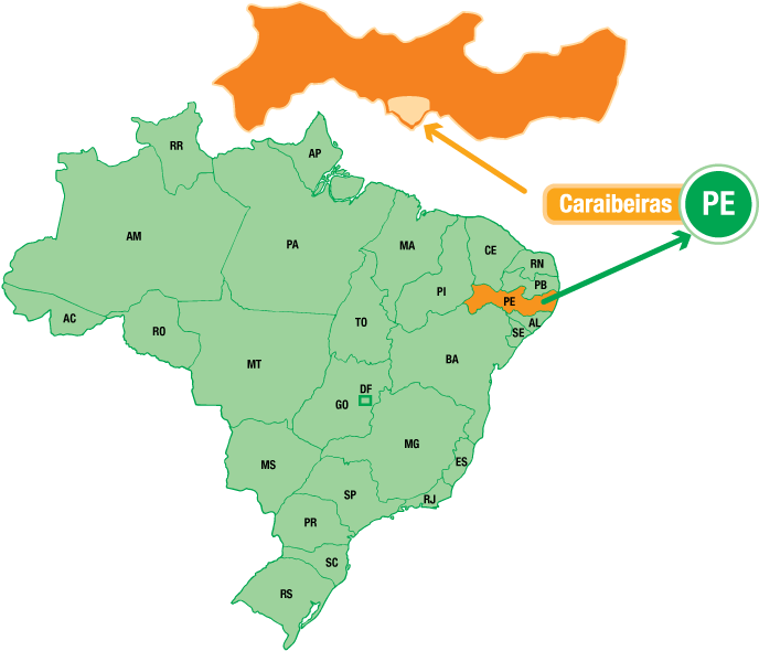 Mapa da Região Caraibeiras/PE